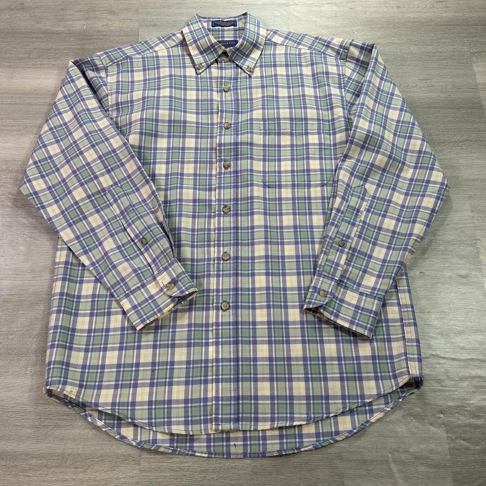 Pendleton Sir Pendleton Shirt Mens Medium Blue Plaid Wool Long Sleeve Button Up